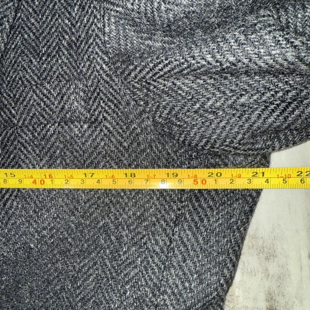 WFF by Farah Blazer Men Dark Gray Black Herringbone 100% Wool Tweed 2 Button 42R